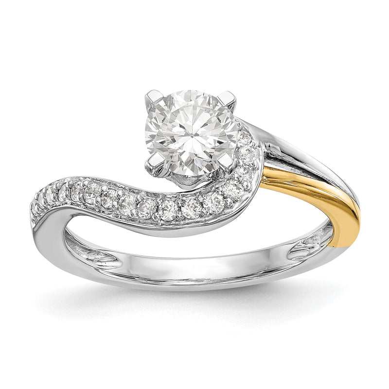 14K Bicolor Ring mit Peg-Fassung und simuliertem Diamanten