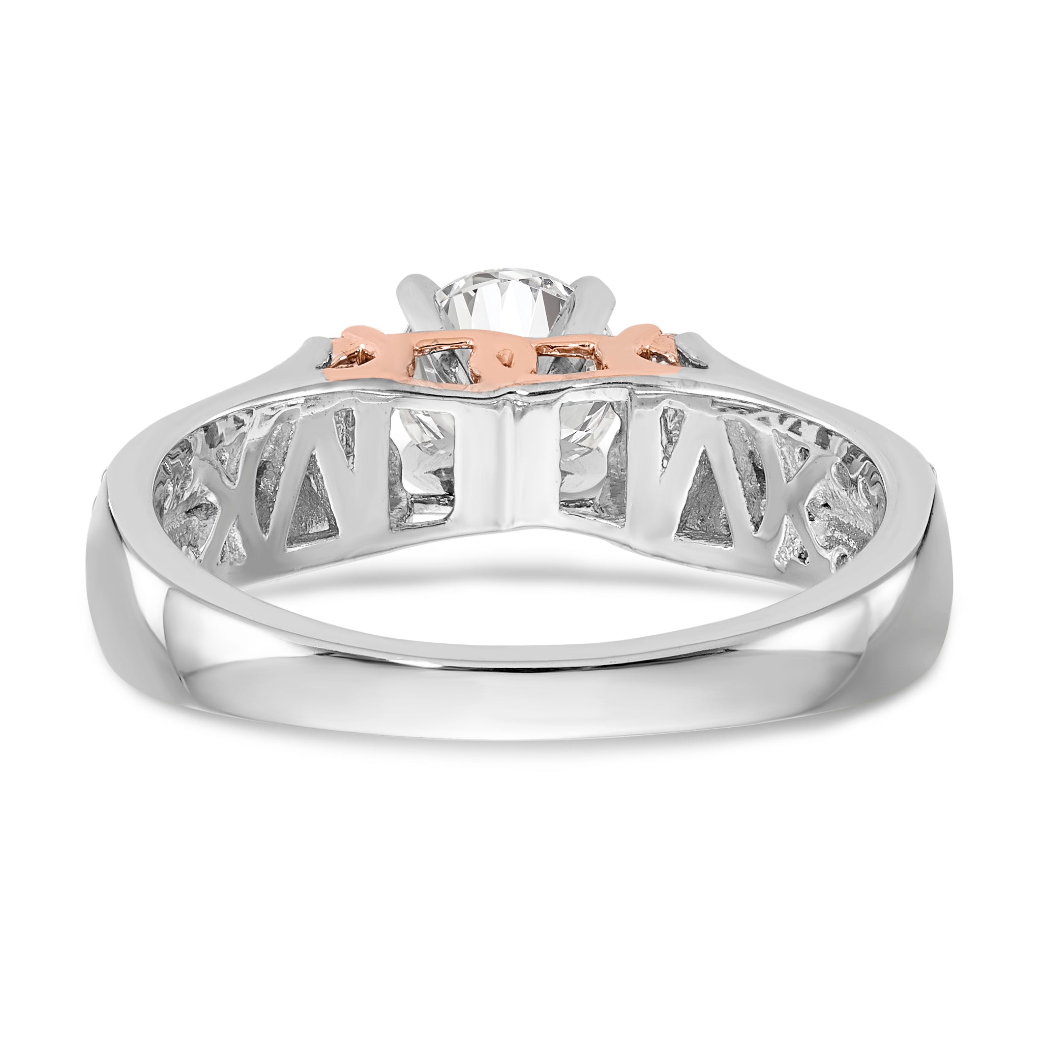 14K Bicolor Verlobungsring mit Zirkonia im Bypass-Design, rhodiniert
