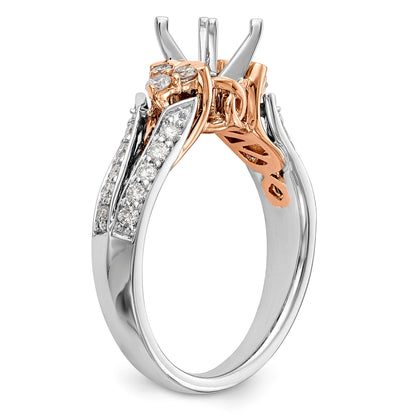14K Bicolor Verlobungsring mit Zirkonia im Bypass-Design, rhodiniert