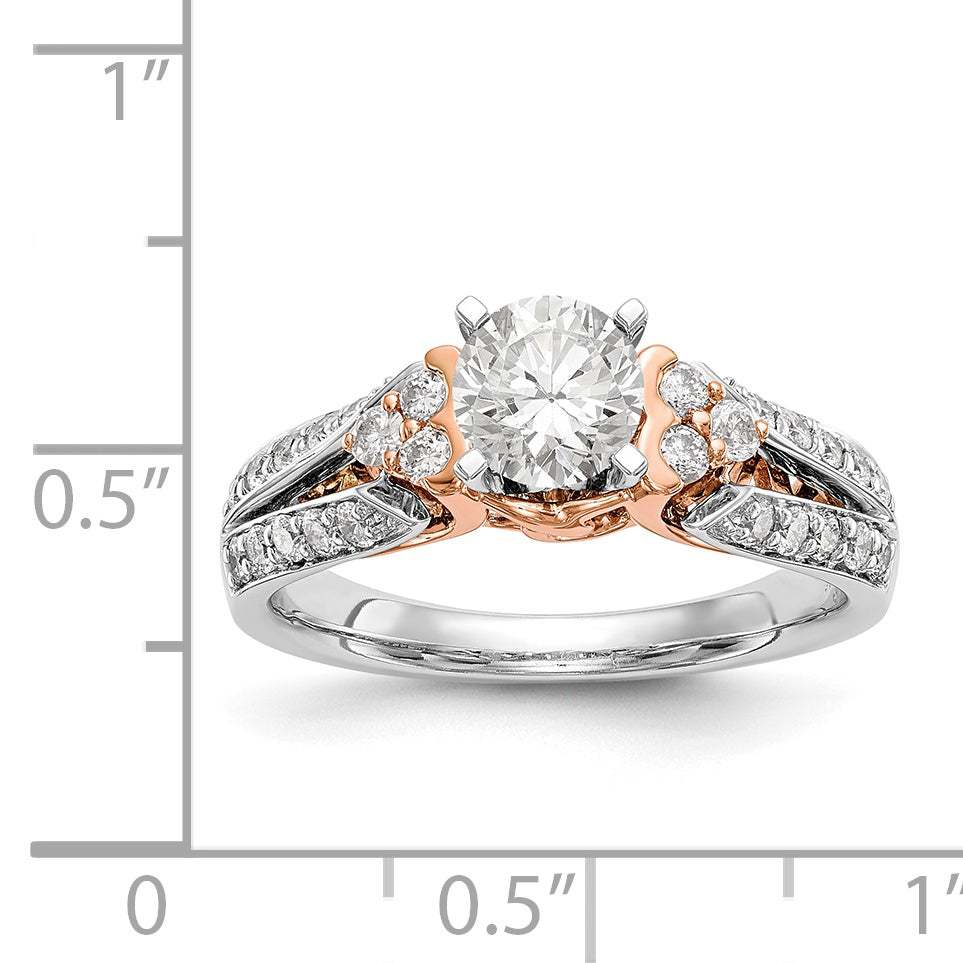 14K Bicolor Verlobungsring mit Zirkonia im Bypass-Design, rhodiniert