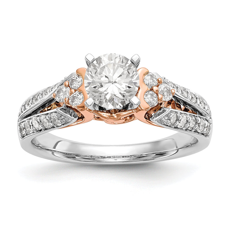 14K Bicolor Verlobungsring mit Zirkonia im Bypass-Design, rhodiniert