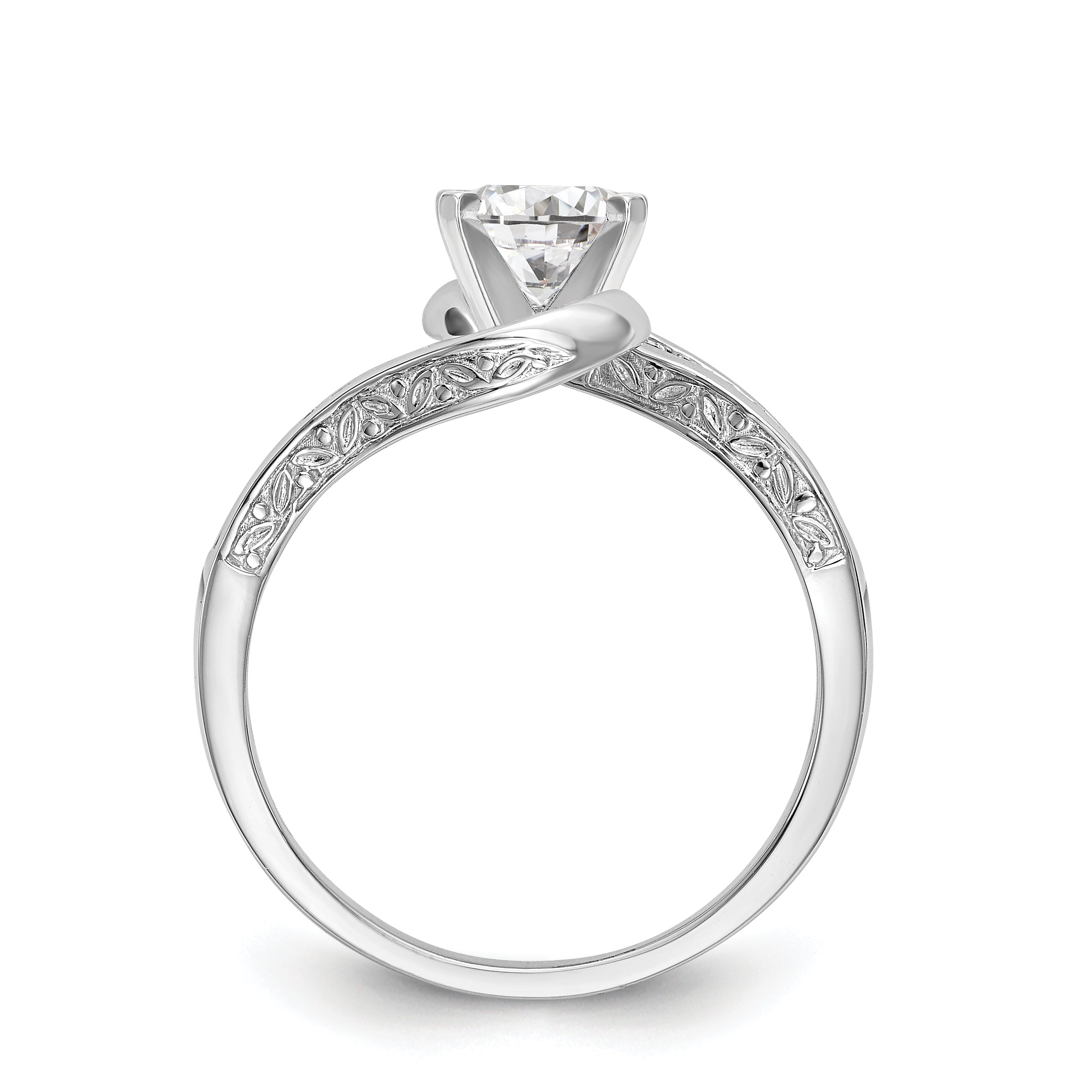 Verlobungsring 14K Weißgold mit Labordiamant im Bypass-Design