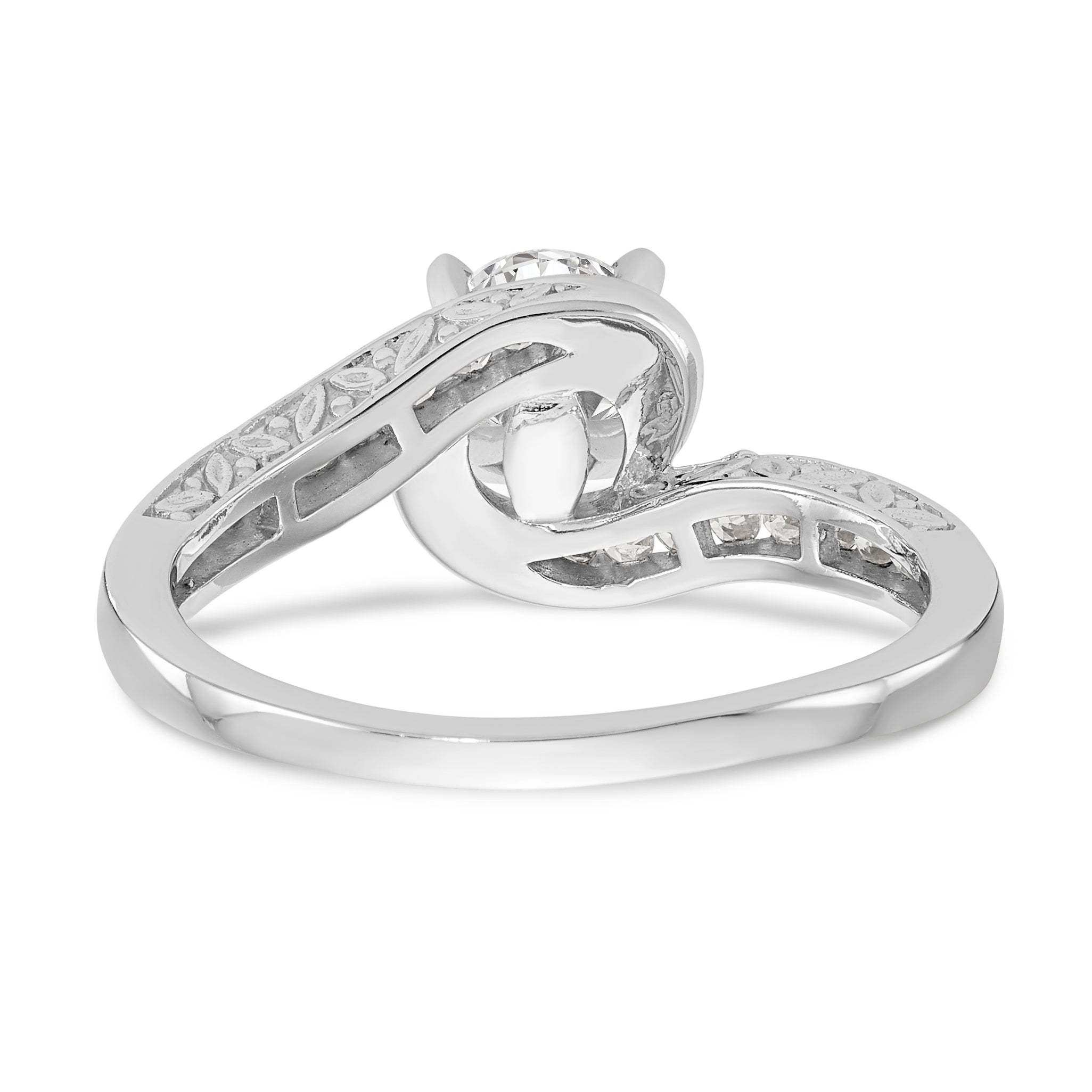 Verlobungsring 14K Weißgold mit Labordiamant im Bypass-Design