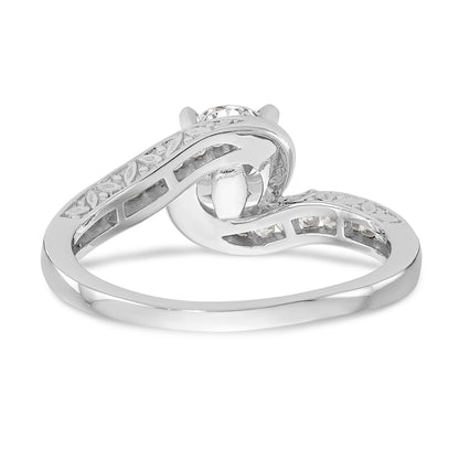 Verlobungsring 14K Weißgold mit Labordiamant im Bypass-Design