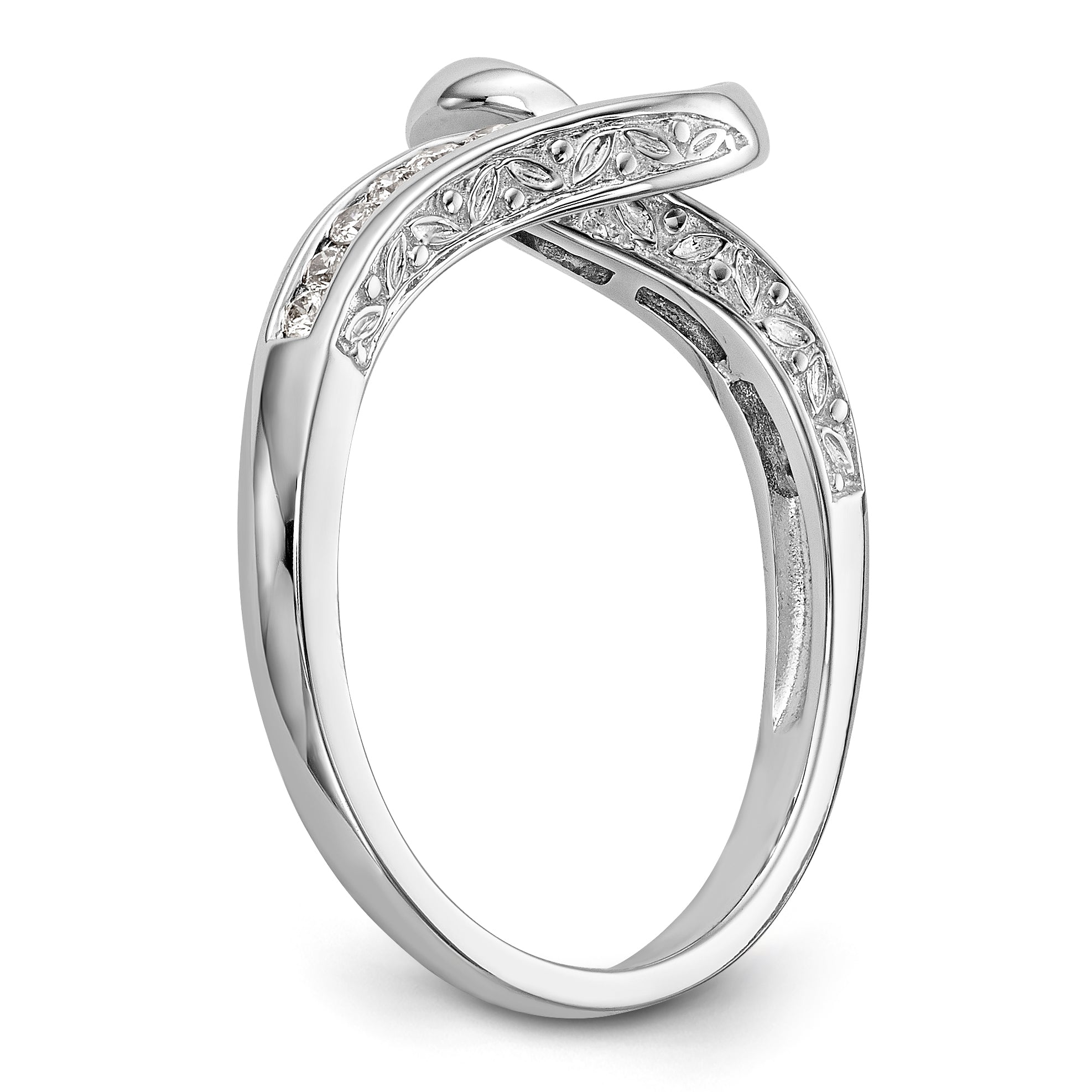 Verlobungsring 14K Weißgold mit Labordiamant im Bypass-Design