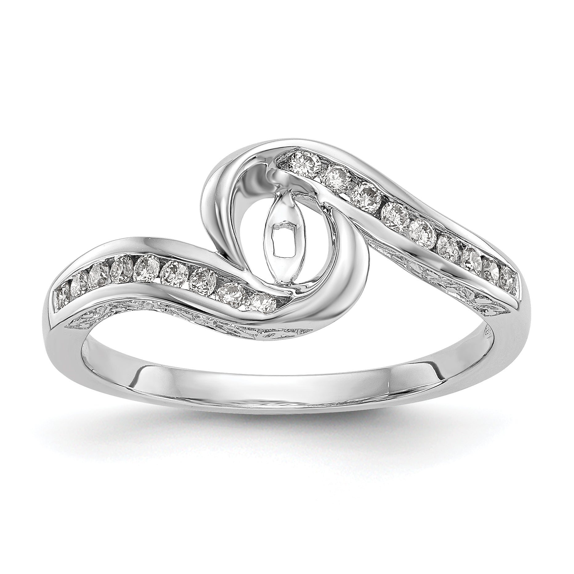 Verlobungsring 14K Weißgold mit Labordiamant im Bypass-Design