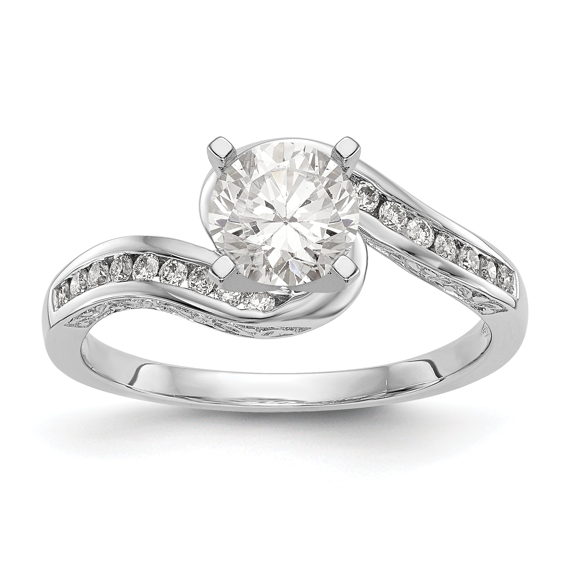 Verlobungsring 14K Weißgold mit Labordiamant im Bypass-Design