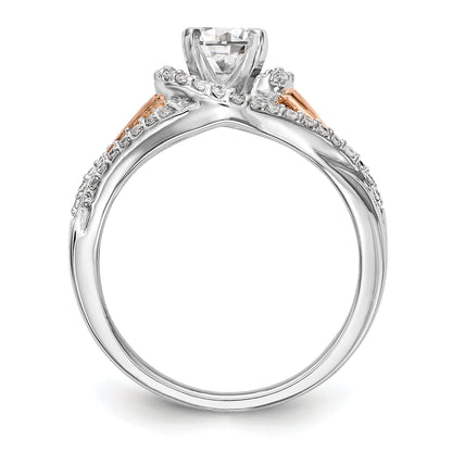 14K Bicolor Verlobungsring mit Peg-Fassung und Zirkonia im Überkreuz-Design