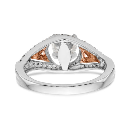 14K Bicolor Verlobungsring mit Peg-Fassung und Zirkonia im Überkreuz-Design