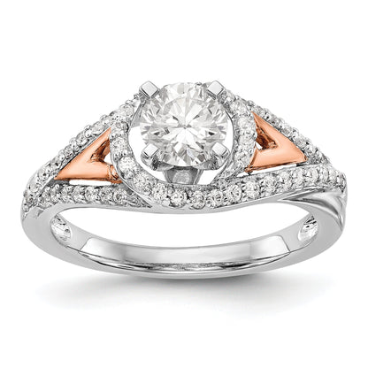 14K Bicolor Verlobungsring mit Peg-Fassung und Zirkonia im Überkreuz-Design