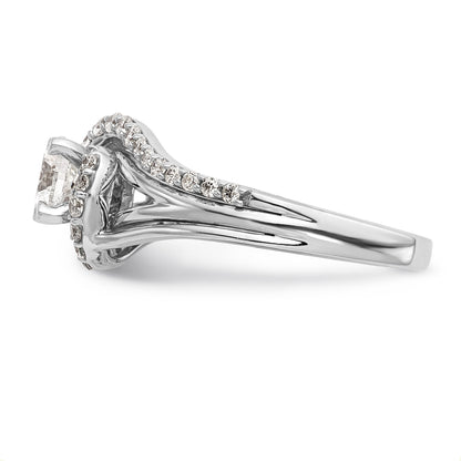 14K Bicolor Verlobungsring mit Peg-Fassung und simuliertem Diamant, überkreuzt
