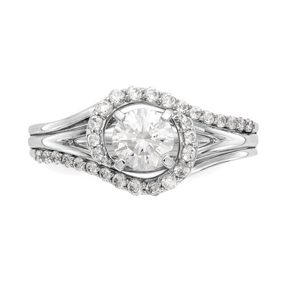 14K Bicolor Verlobungsring mit Peg-Fassung und simuliertem Diamant, überkreuzt