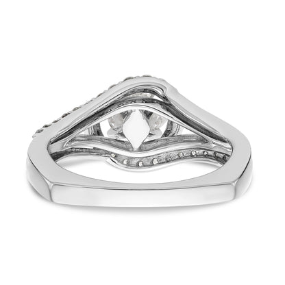 14K Bicolor Verlobungsring mit Peg-Fassung und simuliertem Diamant, überkreuzt