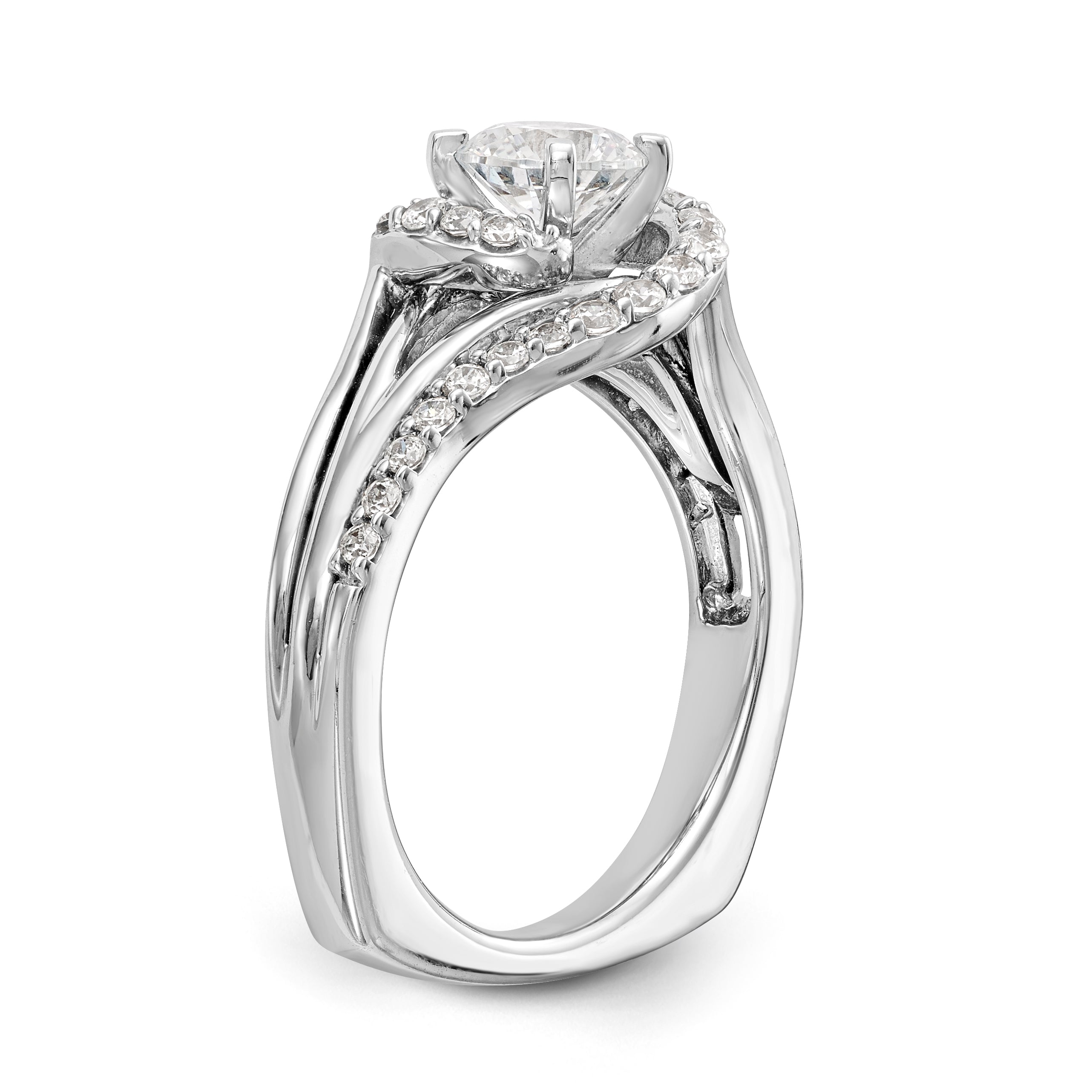 14K Bicolor Verlobungsring mit Peg-Fassung und simuliertem Diamant, überkreuzt