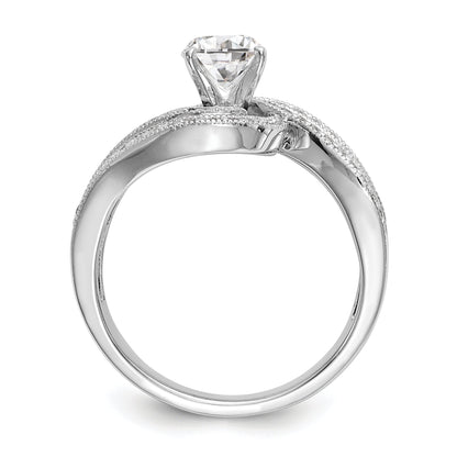 Verlobungsring in Bypass-Design aus 14K Weißgold mit Krappenfassung und simuliertem Diamanten