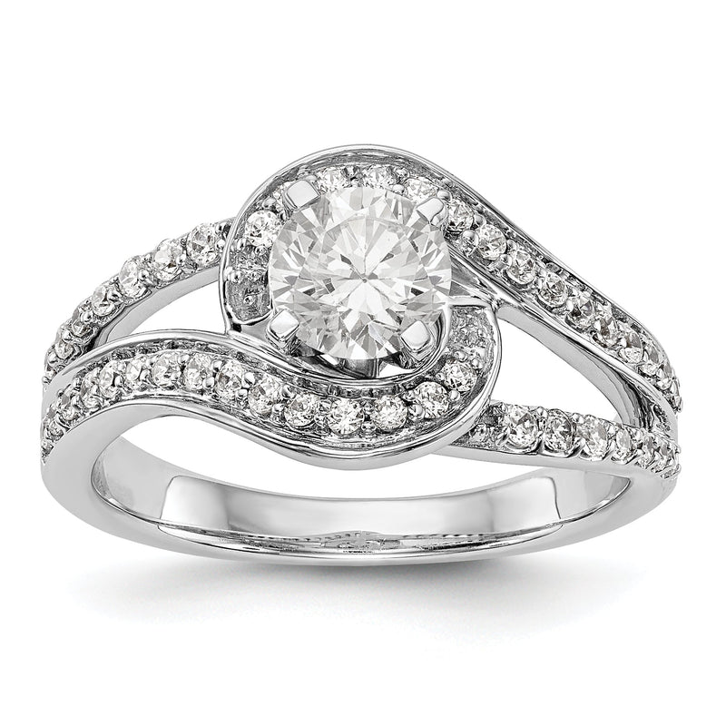 14K Weißgold Verlobungsring mit Labordiamant im Bypass-Design