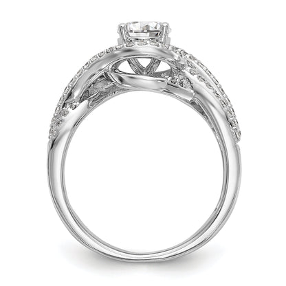 14K Weißgold Verlobungsring im Bypass-Design mit Krappenfassung und Diamant