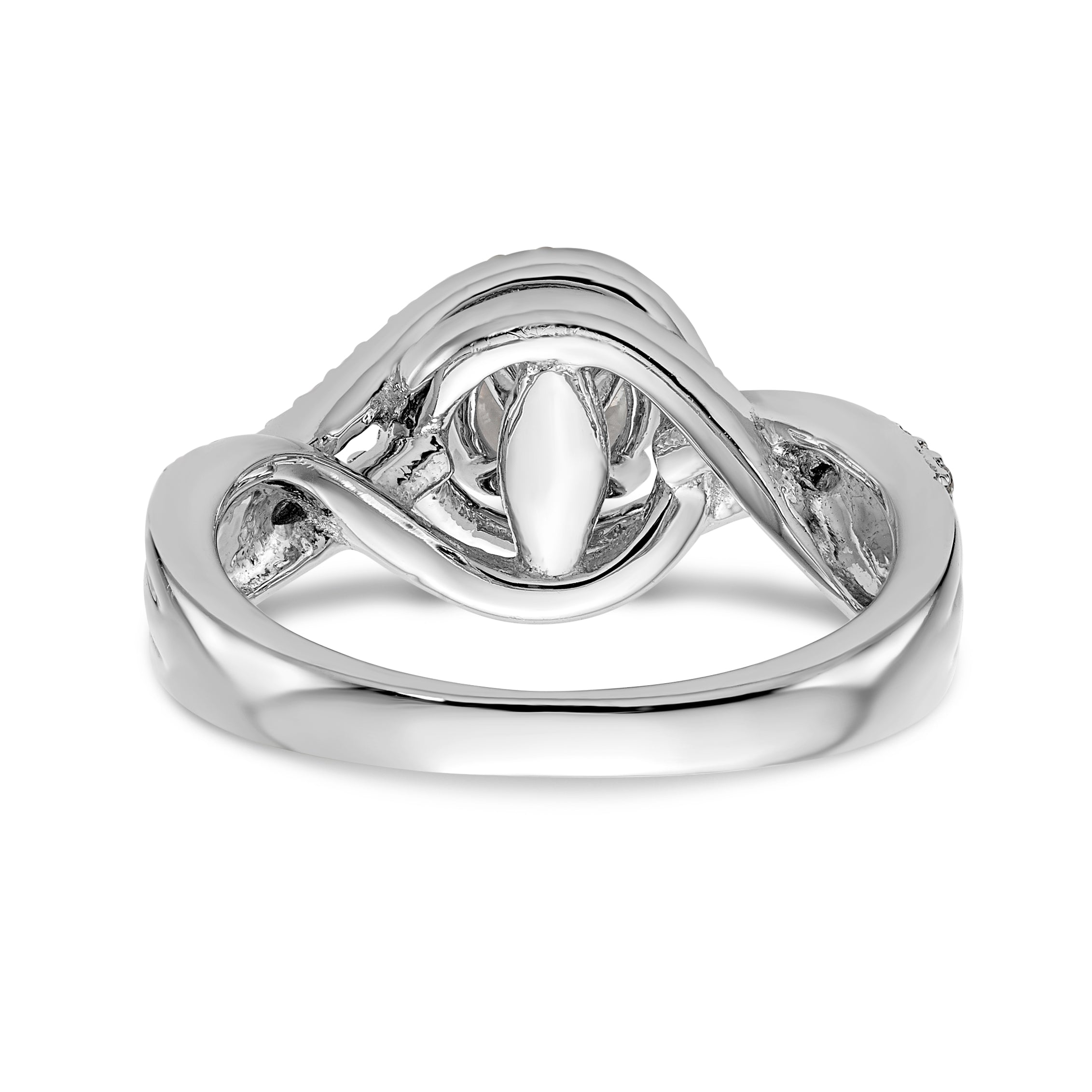 14K Weißgold Verlobungsring im Bypass-Design mit Krappenfassung und Diamant