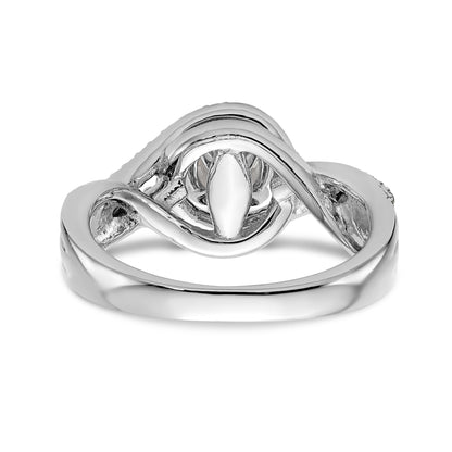 14K Weißgold Verlobungsring im Bypass-Design mit Krappenfassung und Diamant