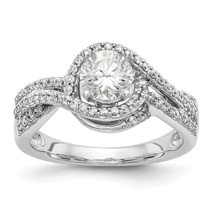 14K Weißgold Verlobungsring im Bypass-Design mit Krappenfassung und Diamant