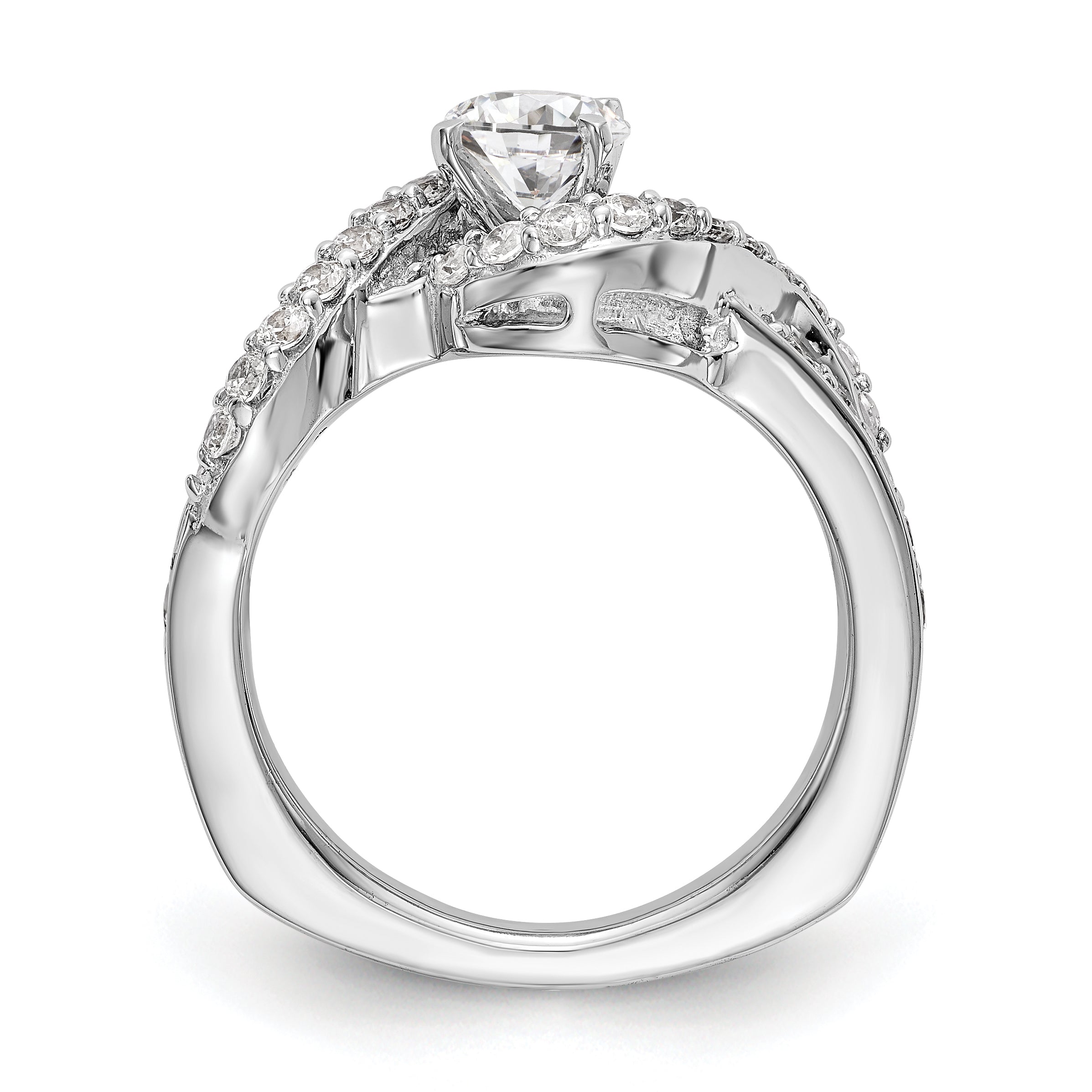 14K Weißgold Verlobungsring mit simuliertem Diamant im Bypass-Design
