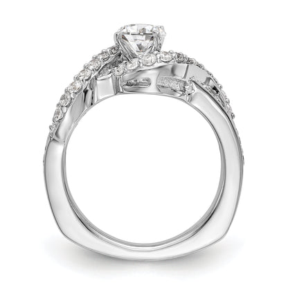 14K Weißgold Verlobungsring mit simuliertem Diamant im Bypass-Design