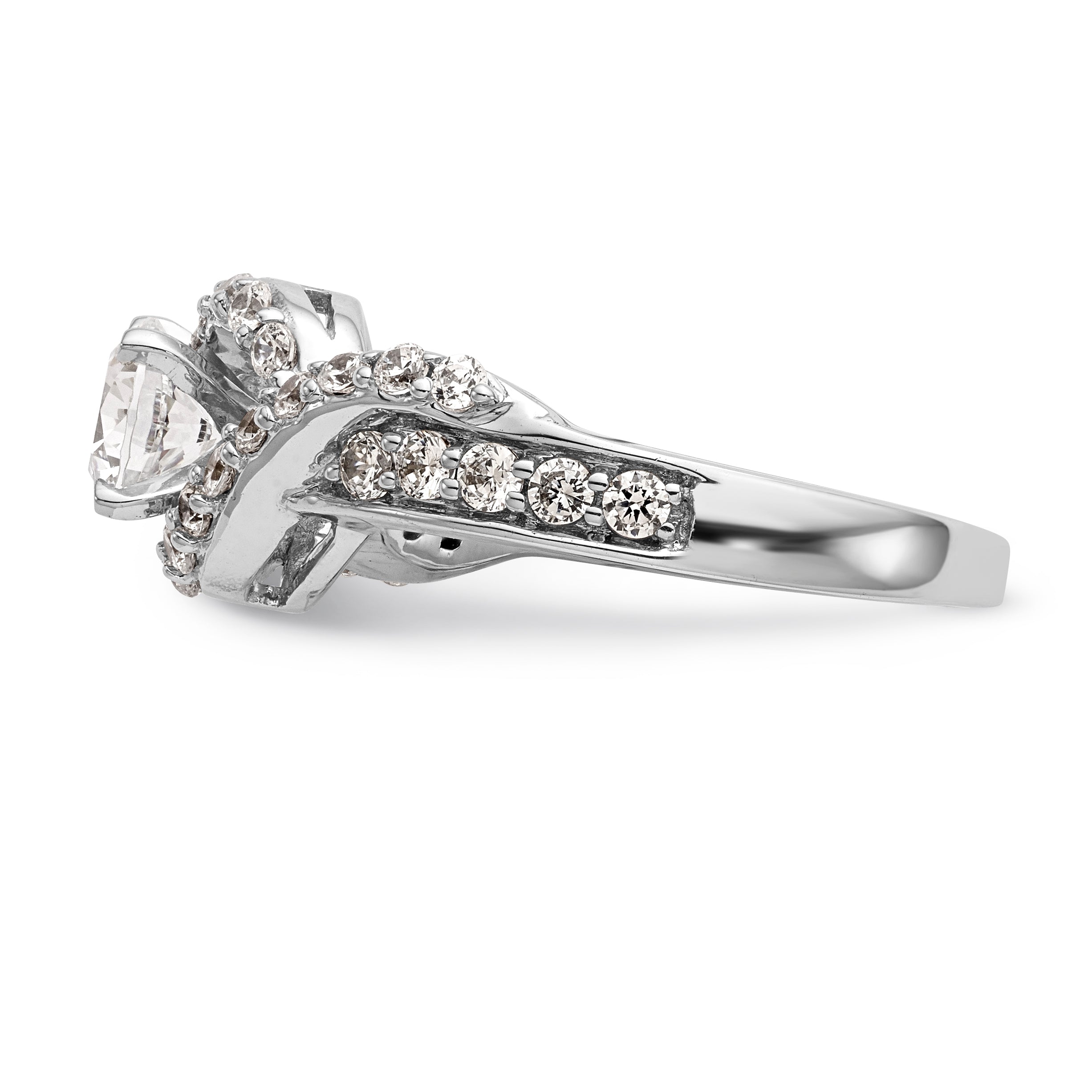 14K Weißgold Verlobungsring mit simuliertem Diamant im Bypass-Design