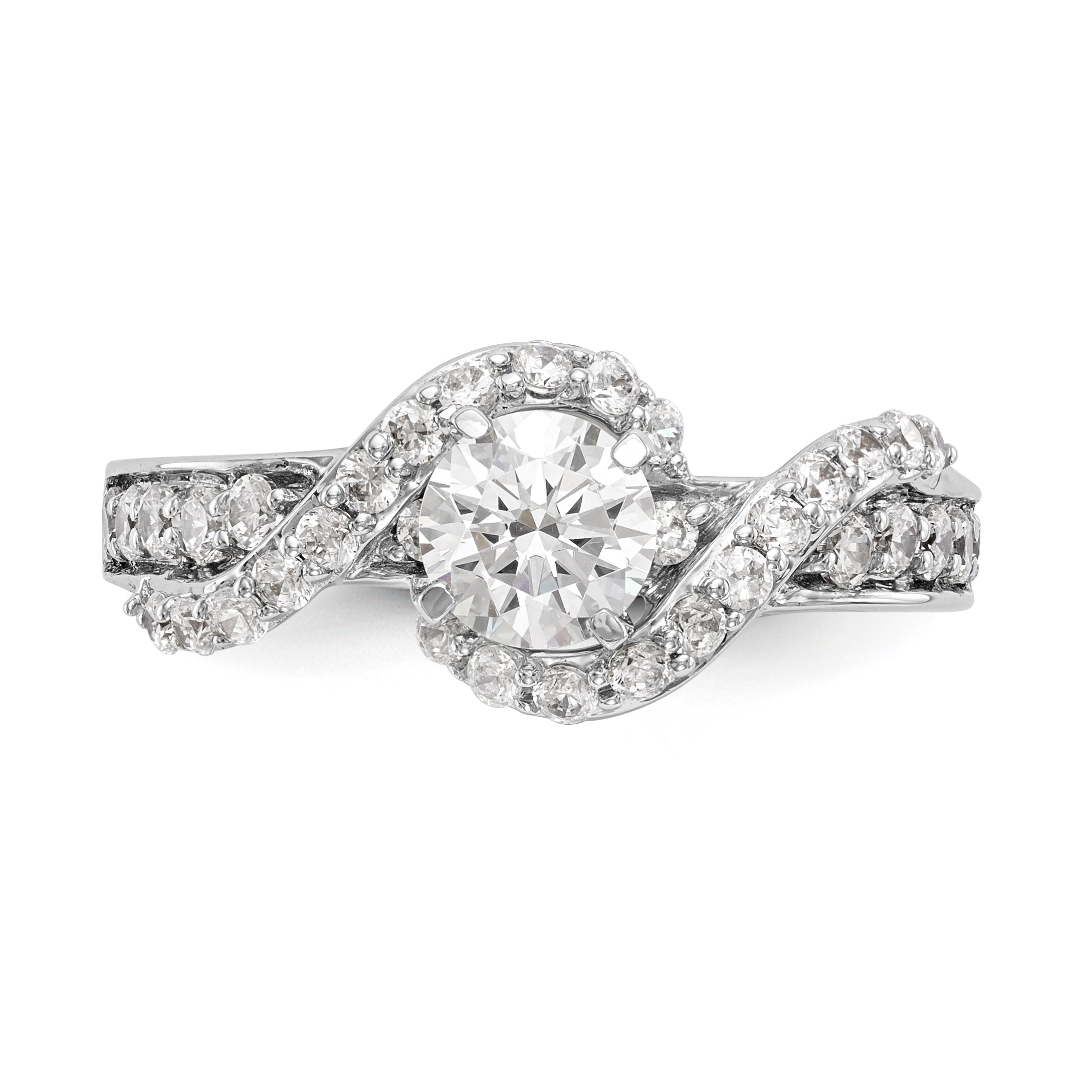 14K Weißgold Verlobungsring mit simuliertem Diamant im Bypass-Design
