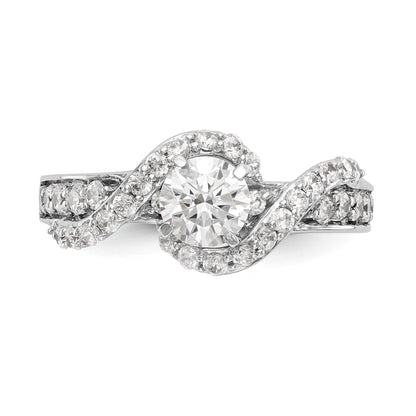 14K Weißgold Verlobungsring mit simuliertem Diamant im Bypass-Design