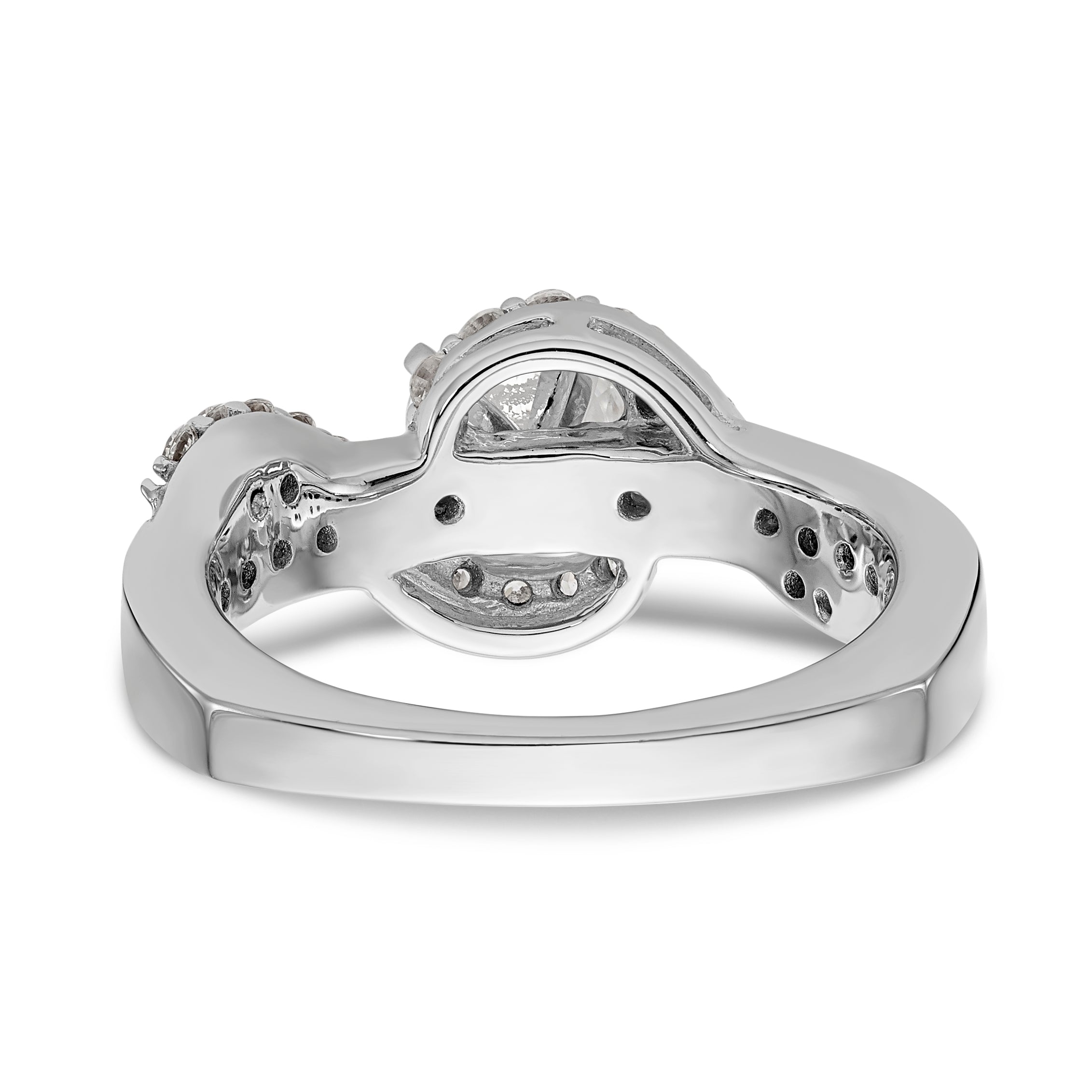 14K Weißgold Verlobungsring mit simuliertem Diamant im Bypass-Design