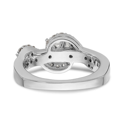 14K Weißgold Verlobungsring mit simuliertem Diamant im Bypass-Design