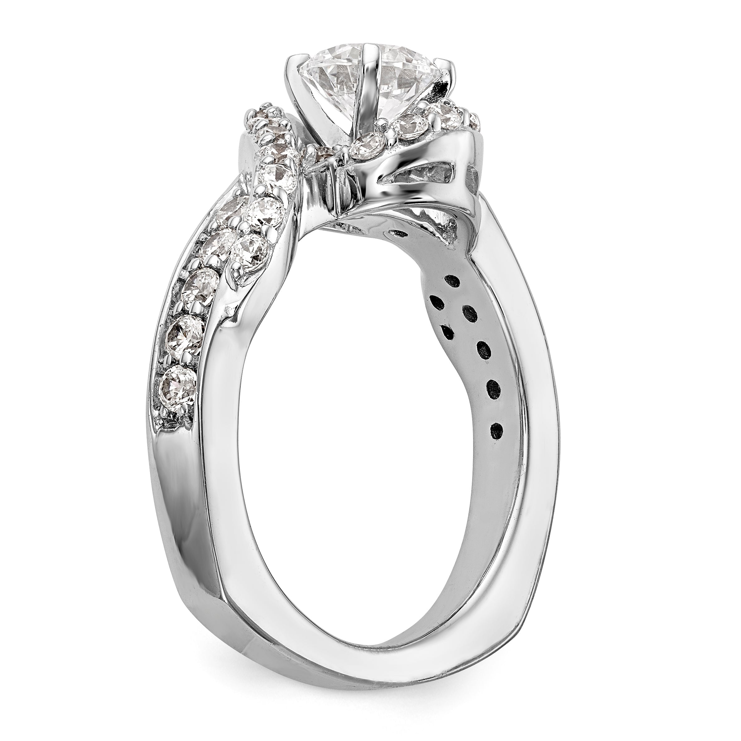 14K Weißgold Verlobungsring mit simuliertem Diamant im Bypass-Design