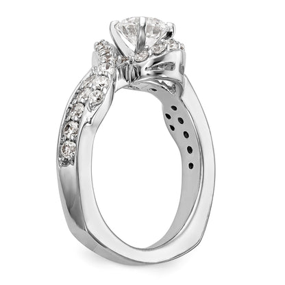 14K Weißgold Verlobungsring mit simuliertem Diamant im Bypass-Design