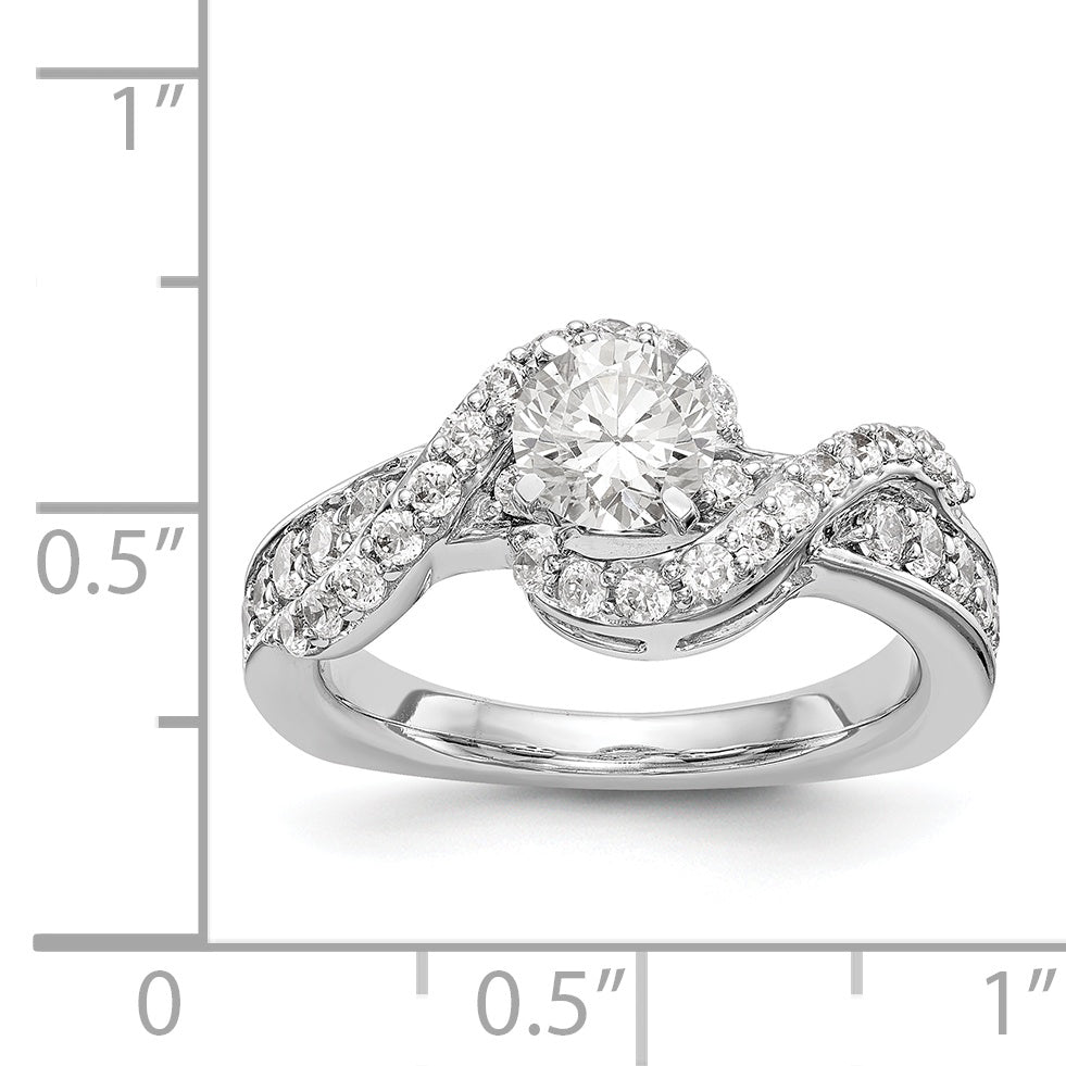 14K Weißgold Verlobungsring mit simuliertem Diamant im Bypass-Design