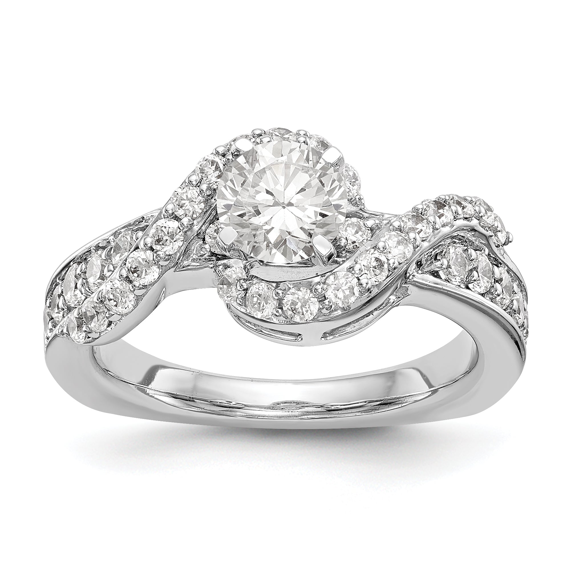 14K Weißgold Verlobungsring mit simuliertem Diamant im Bypass-Design