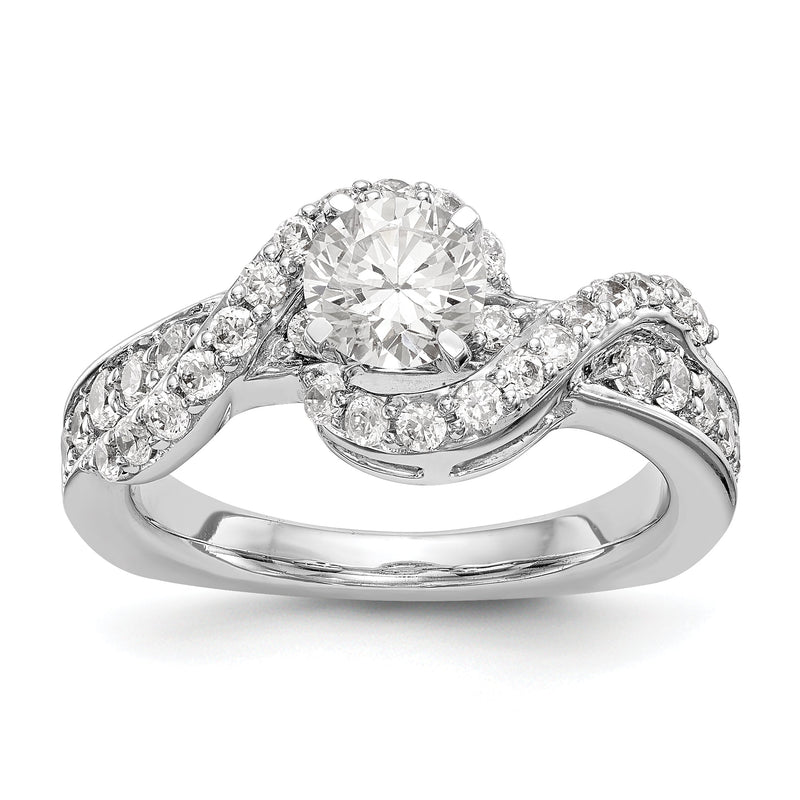 14K Weißgold Verlobungsring mit simuliertem Diamant im Bypass-Design