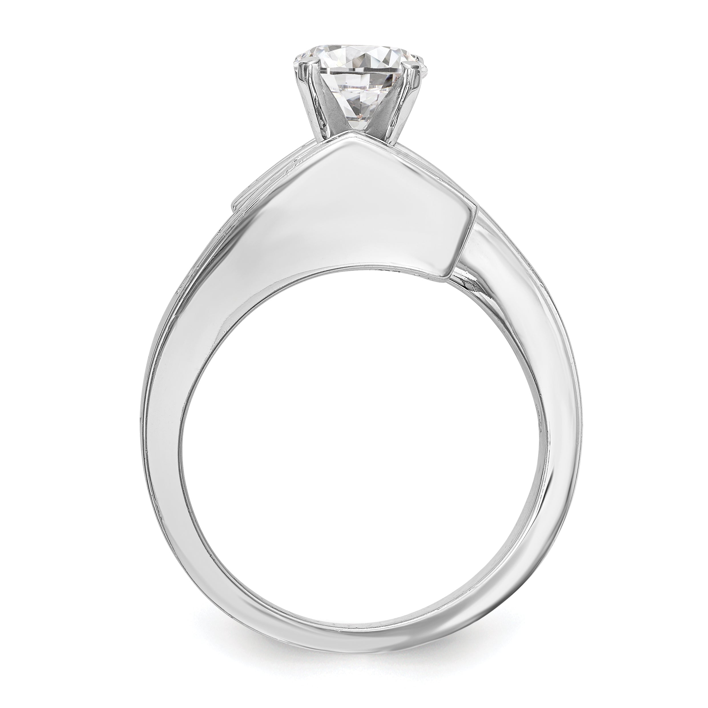 Bypass-Verlobungsring aus 14K Weißgold mit Krappenfassung und simuliertem Diamanten