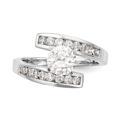 Bypass-Verlobungsring aus 14K Weißgold mit Krappenfassung und simuliertem Diamanten