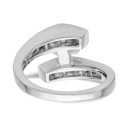 Bypass-Verlobungsring aus 14K Weißgold mit Krappenfassung und simuliertem Diamanten