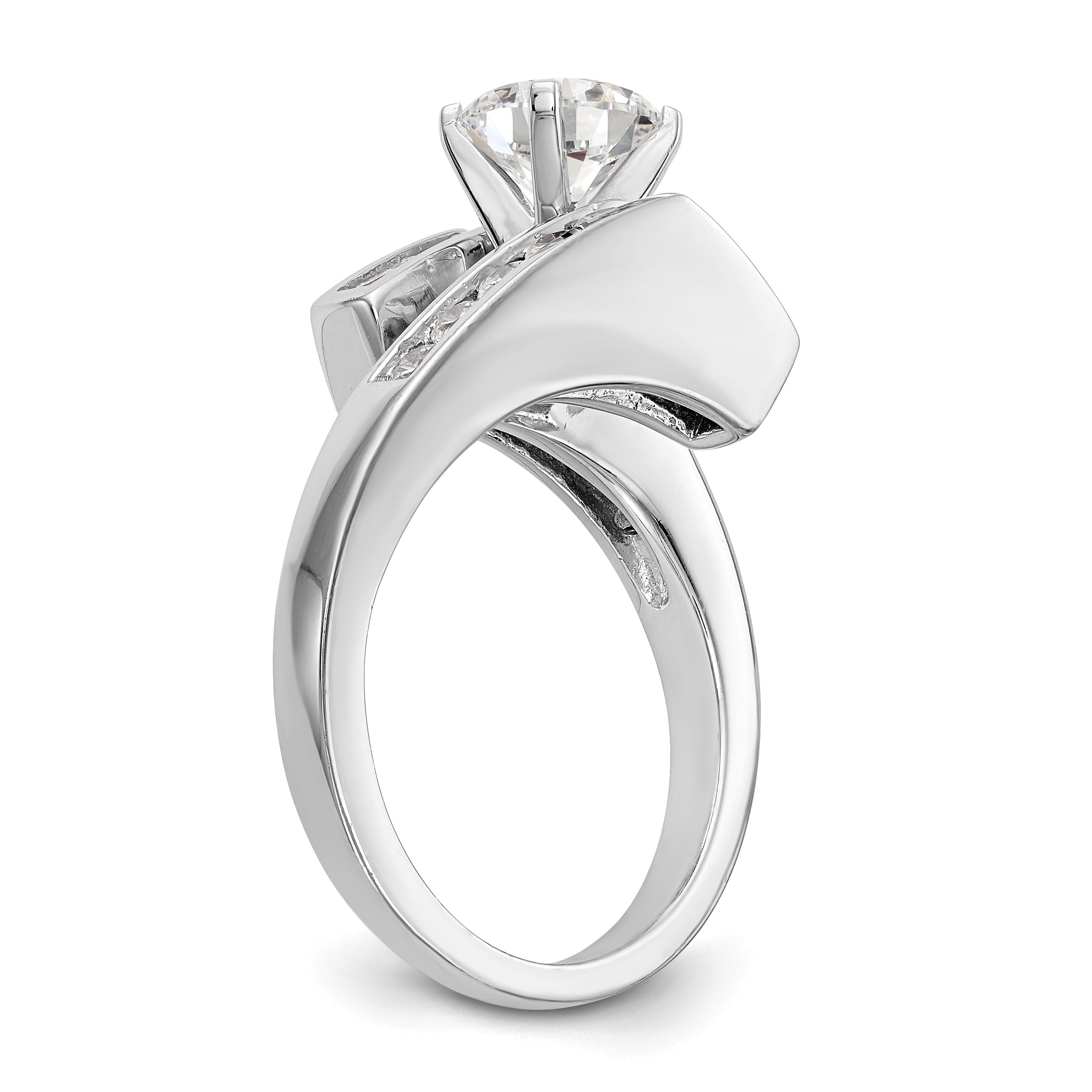 Bypass-Verlobungsring aus 14K Weißgold mit Krappenfassung und simuliertem Diamanten