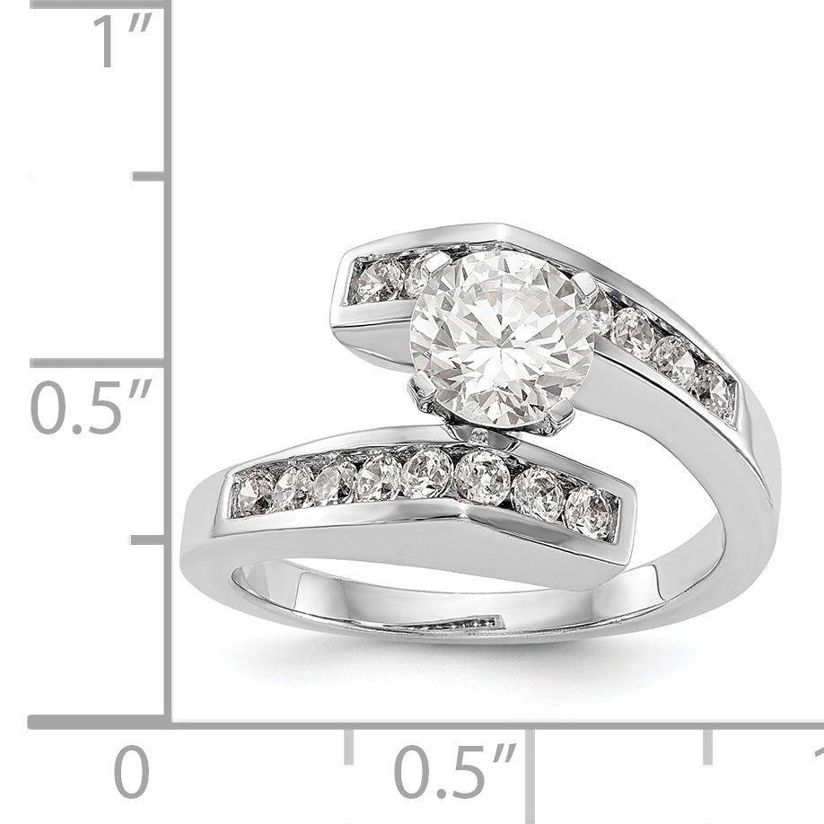 Bypass-Verlobungsring aus 14K Weißgold mit Krappenfassung und simuliertem Diamanten