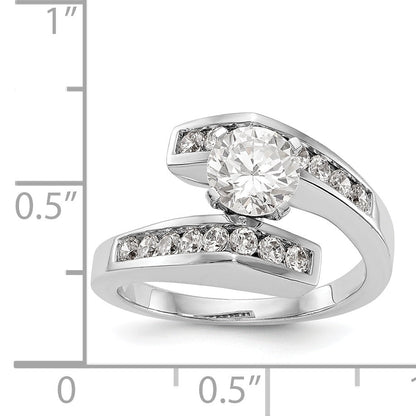 Bypass-Verlobungsring aus 14K Weißgold mit Krappenfassung und simuliertem Diamanten