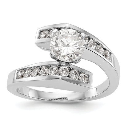 Bypass-Verlobungsring aus 14K Weißgold mit Krappenfassung und simuliertem Diamanten