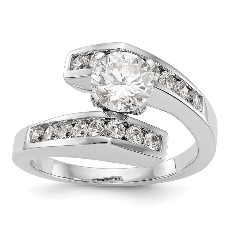 Bypass-Verlobungsring aus 14K Weißgold mit Krappenfassung und simuliertem Diamanten