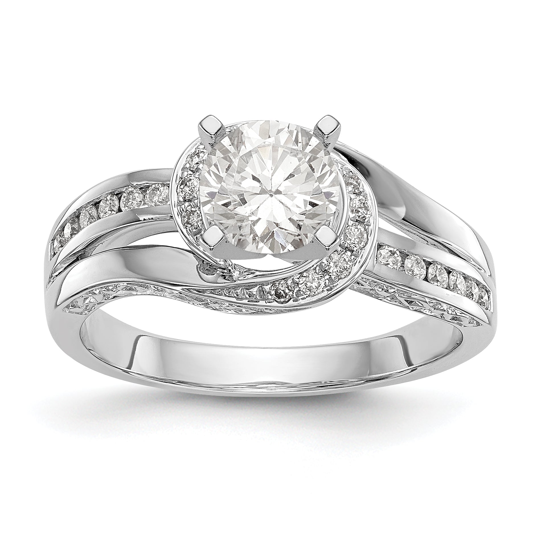 Verlobungsring aus 14K Weißgold mit simuliertem Diamanten