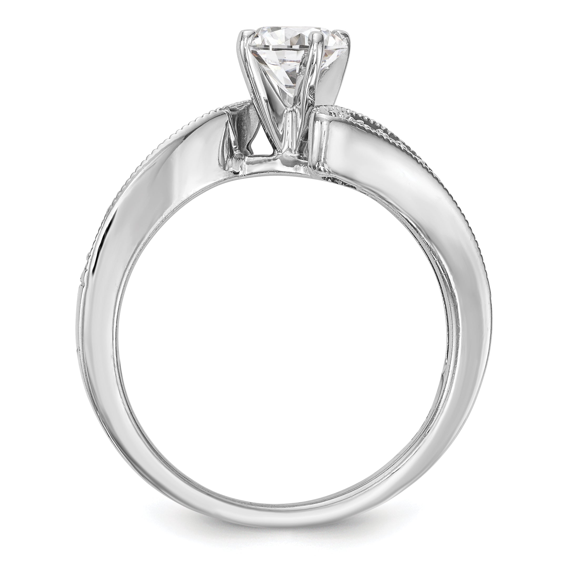 14K Weißgold Verlobungsring im Bypass-Design mit simulierten Diamanten