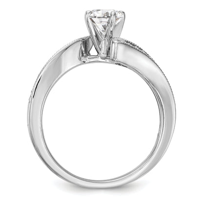 14K Weißgold Verlobungsring im Bypass-Design mit simulierten Diamanten