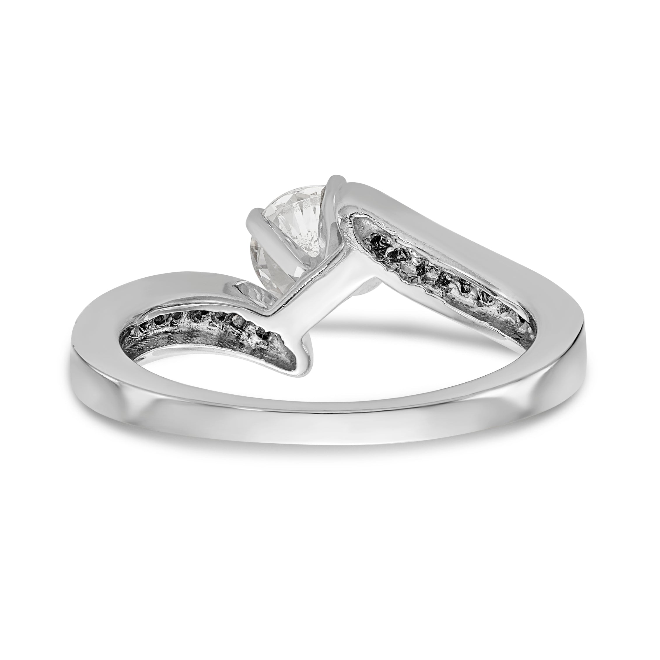 14K Weißgold Verlobungsring im Bypass-Design mit simulierten Diamanten