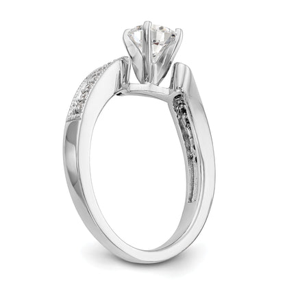 14K Weißgold Verlobungsring im Bypass-Design mit simulierten Diamanten