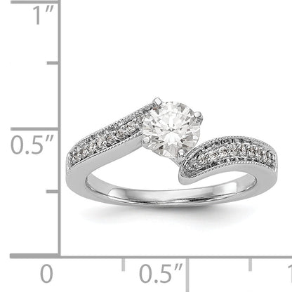 14K Weißgold Verlobungsring im Bypass-Design mit simulierten Diamanten